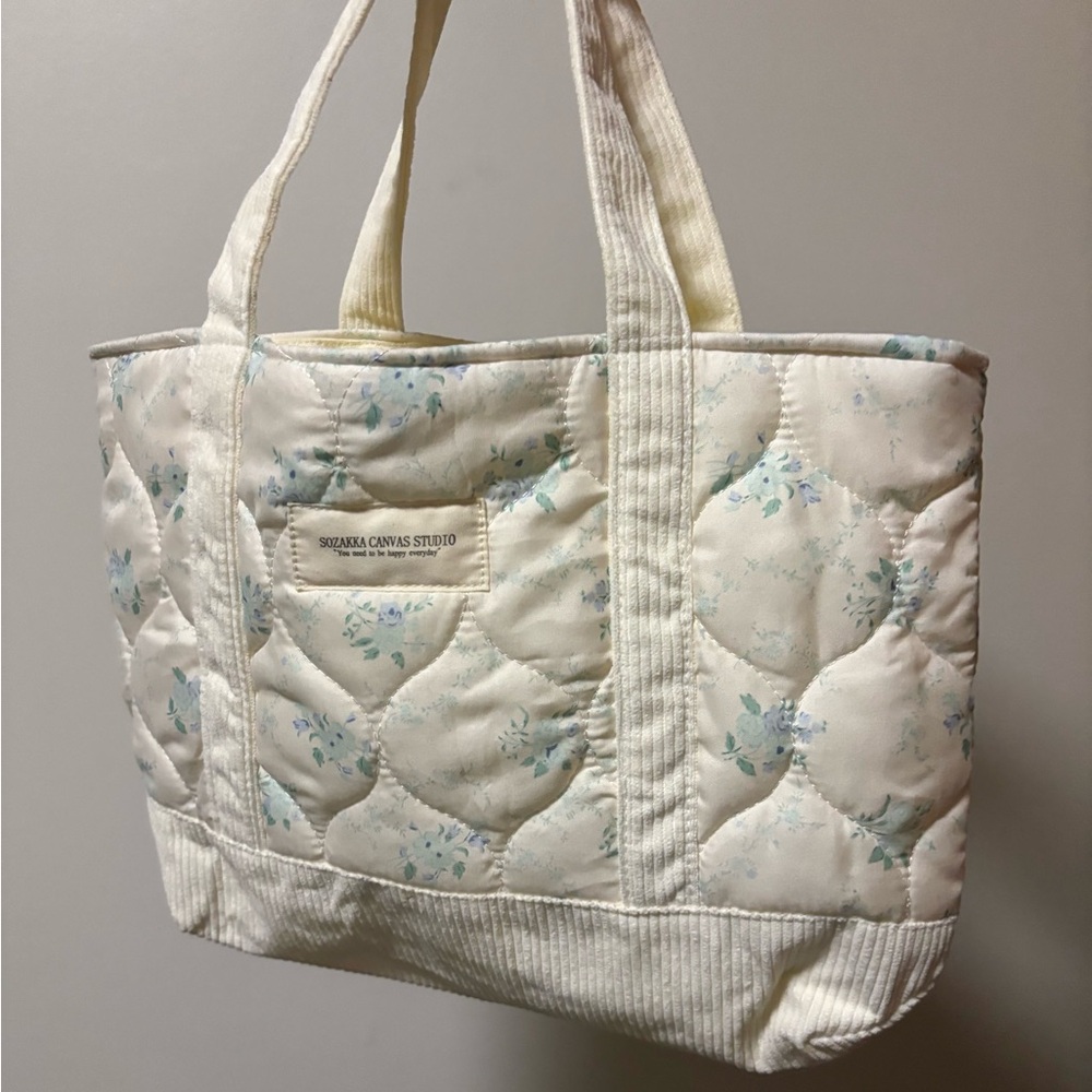 Floral Mini Bag - Cream and Blue